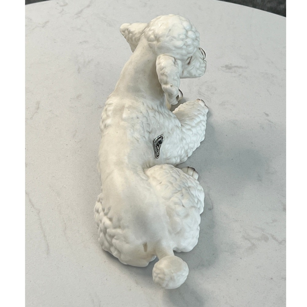 Vintage Josef Originals White Poodle Ceramic Figurine Reclining Japan MCM Dog - Picture 7 of 11